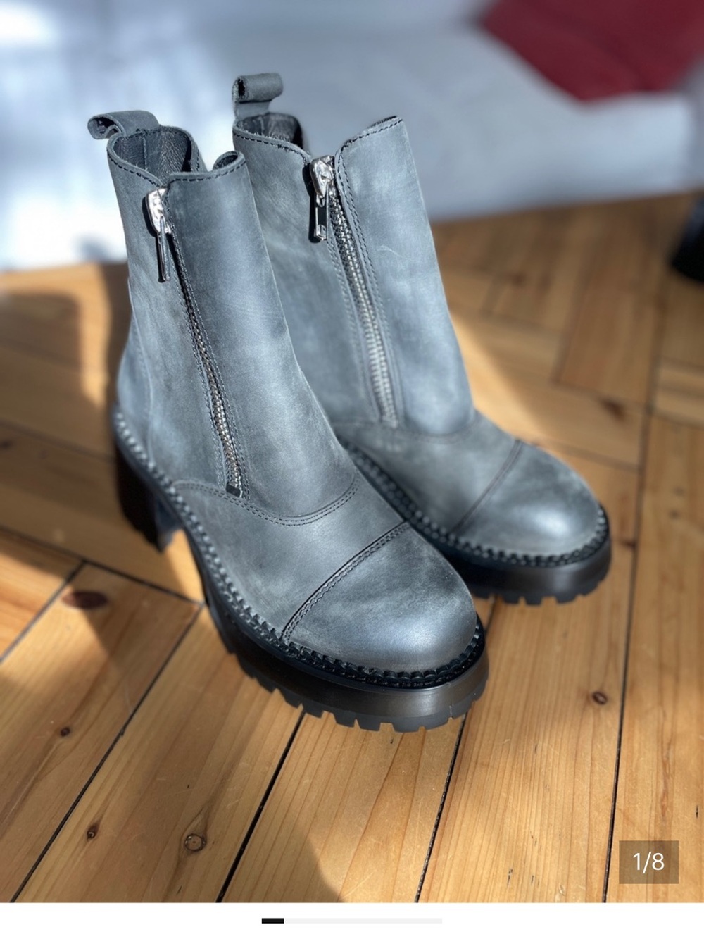 JEFFREY CAMPBELL MOTOR
BOOTS size 6.5 Leather double zipper